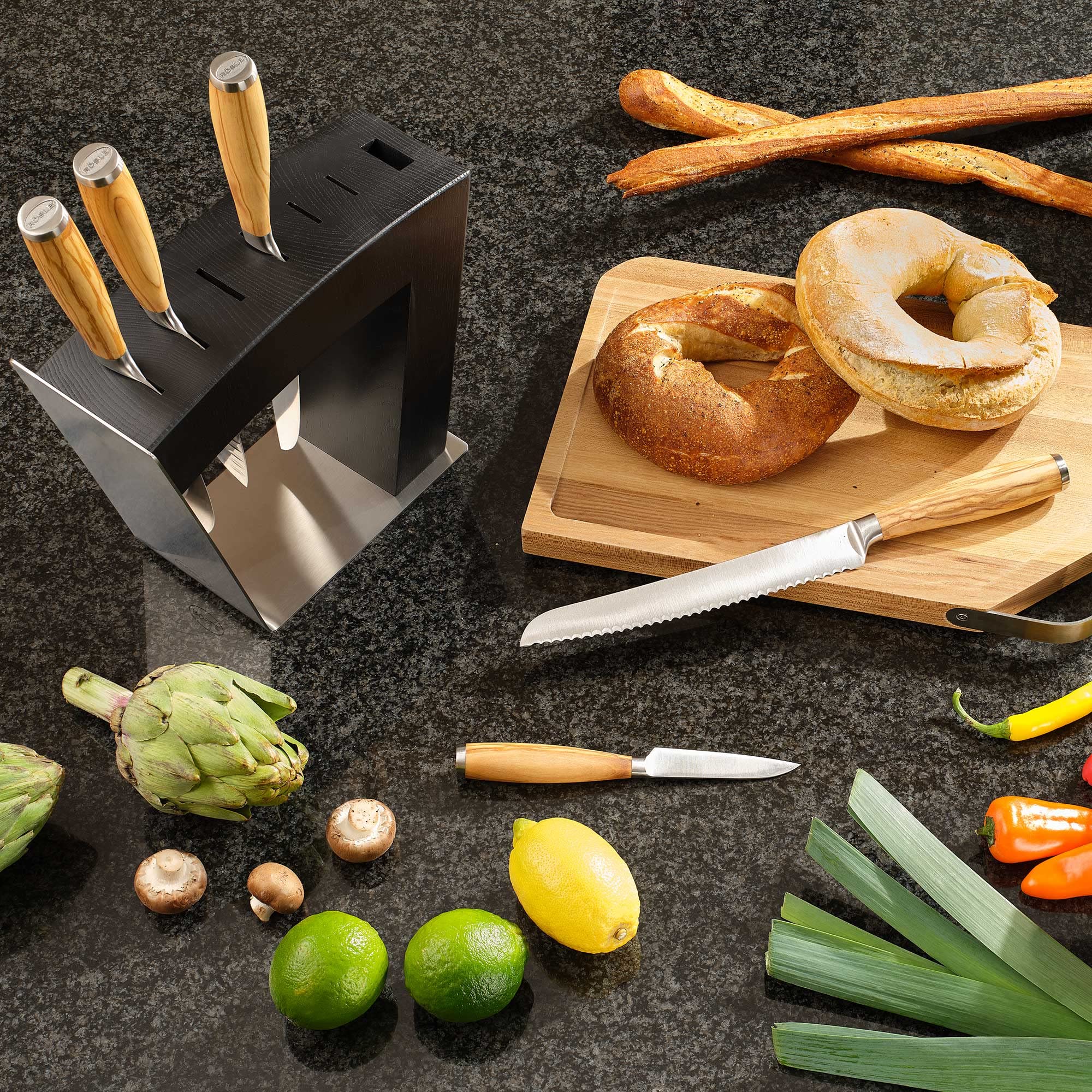 Rösle Artesano Forged Chef's Knife with Olive Wood Handle, Great Cutting Meat, Fish, and Vegetables, Chopping Herbs and Nuts, 8 in Blade - Image 3