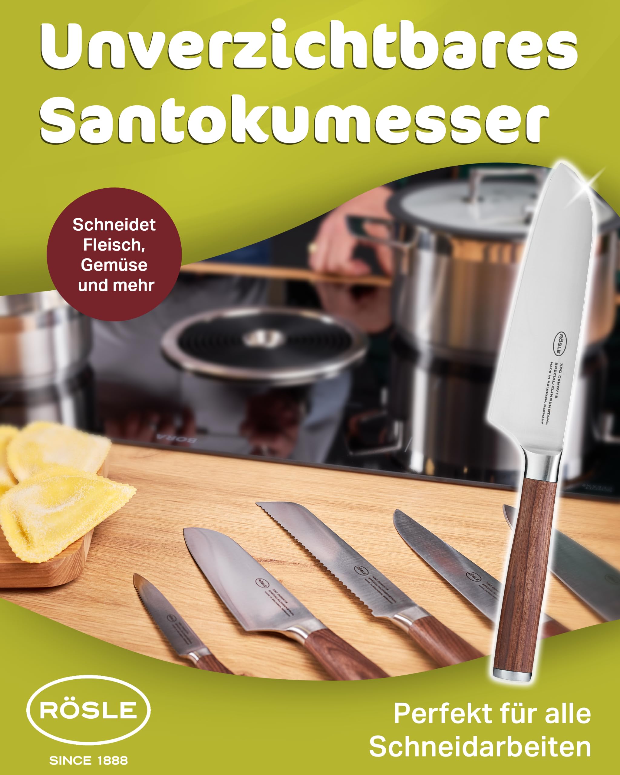 Rösle Masterclass Knife Collection, Santoku Knife, 8.6-inch Blade - Image 3