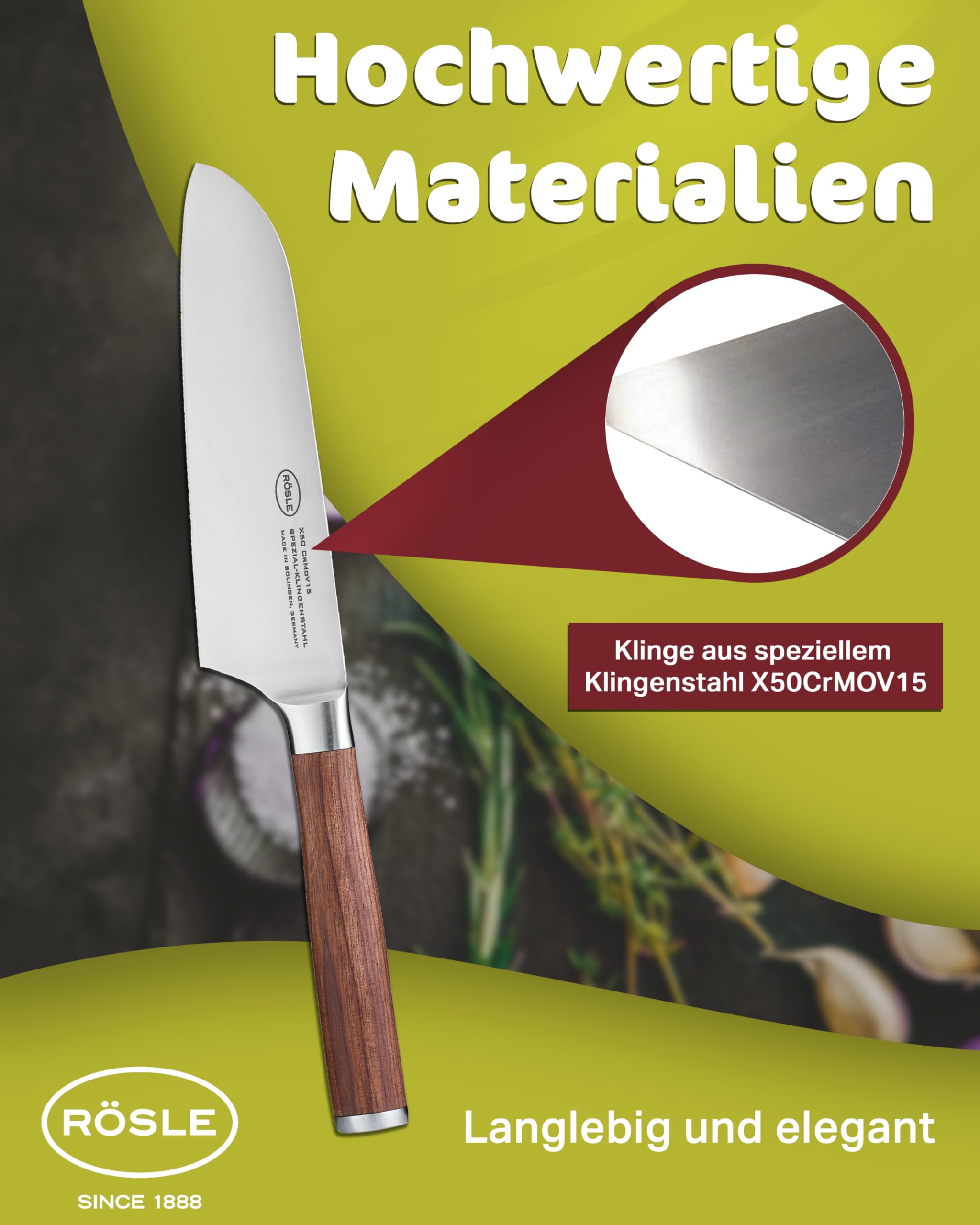 Rösle Masterclass Knife Collection, Santoku Knife, 8.6-inch Blade - Image 4