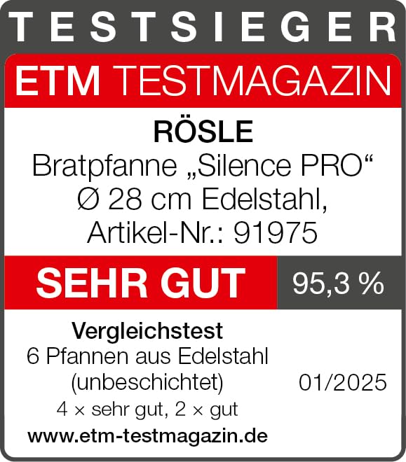 Rosle 91975 Silence Pro Stainless Steel Frying Pan with Insulated Handle 28 cm / 11 in, Silver - Image 6